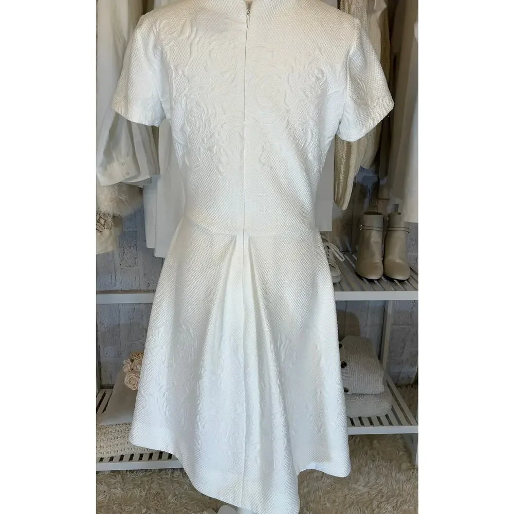 Just Taylor Women's Size 8 White Floral Fit & Flare Inverted Pleat Dress #0246 - Picture 2 of 14